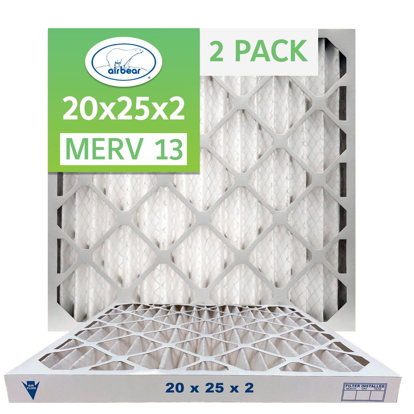 Air Bear 20x25x2 Pleated Air Filter 2-Pack